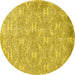 Round Machine Washable Persian Yellow Traditional Rug, wshtr4129yw