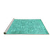 Sideview of Machine Washable Persian Turquoise Traditional Area Rugs, wshtr4129turq