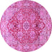 Round Persian Pink Traditional Rug, tr412pnk