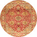 Machine Washable Persian Orange Traditional Area Rugs, wshtr412org