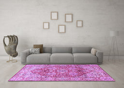 Machine Washable Persian Purple Traditional Area Rugs in a Living Room, wshtr412pur