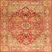 Round Machine Washable Persian Orange Traditional Area Rugs, wshtr412org