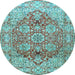 Round Persian Light Blue Traditional Rug, tr412lblu