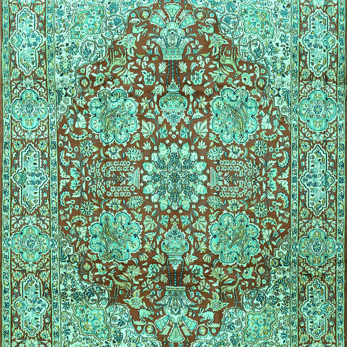 Machine Washable Persian Turquoise Traditional Area Rugs, wshtr412turq