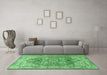 Machine Washable Persian Emerald Green Traditional Area Rugs in a Living Room,, wshtr412emgrn