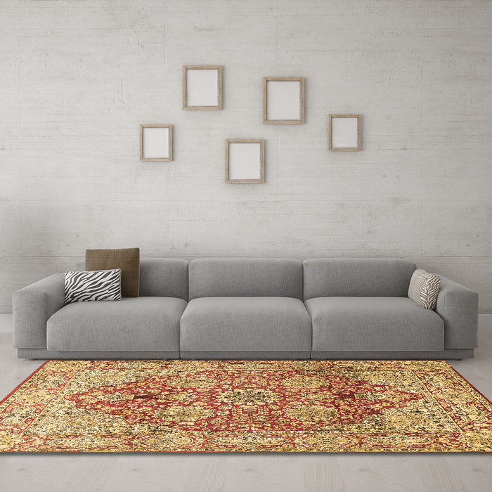 Machine Washable Persian Brown Traditional Rug in a Living Room,, wshtr412brn