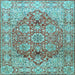 Square Machine Washable Persian Light Blue Traditional Rug, wshtr412lblu