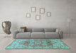 Machine Washable Persian Light Blue Traditional Rug in a Living Room, wshtr412lblu