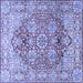 Square Machine Washable Persian Blue Traditional Rug, wshtr412blu