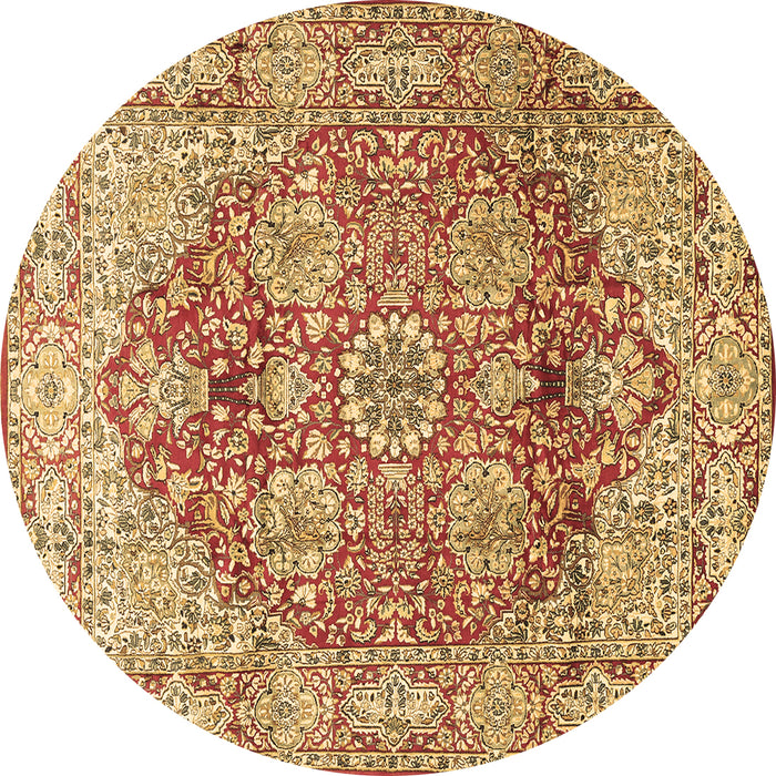 Round Persian Brown Traditional Rug, tr412brn