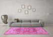 Machine Washable Persian Pink Traditional Rug in a Living Room, wshtr412pnk