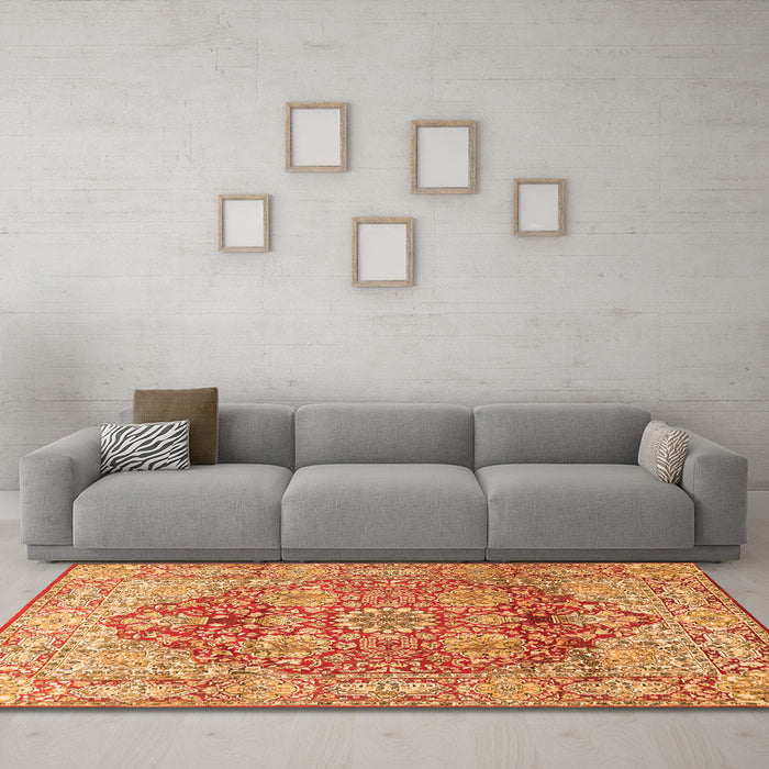 Machine Washable Persian Orange Traditional Area Rugs in a Living Room, wshtr412org