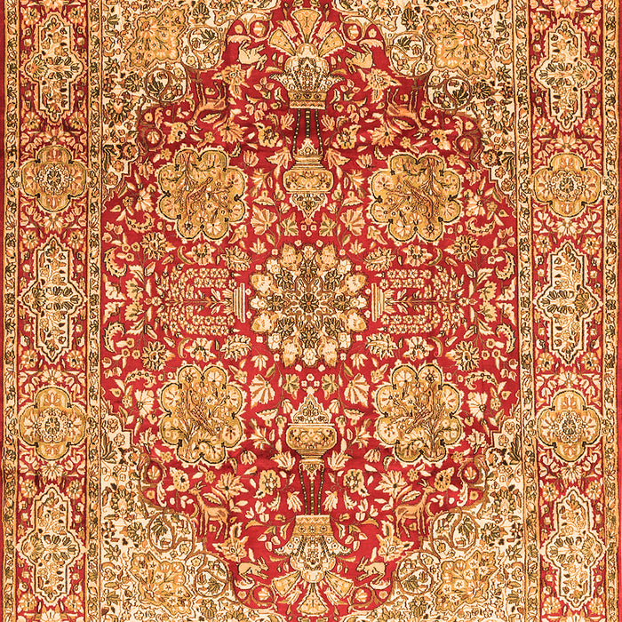 Serging Thickness of Machine Washable Persian Orange Traditional Area Rugs, wshtr412org