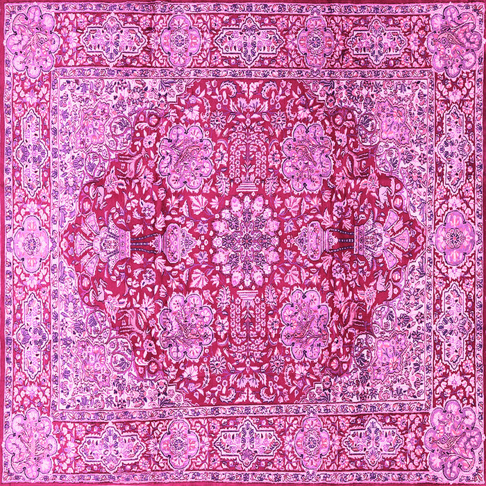 Square Machine Washable Persian Pink Traditional Rug, wshtr412pnk