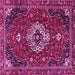 Square Machine Washable Medallion Pink Traditional Rug, wshtr4130pnk