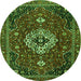 Square Medallion Green Traditional Rug, tr4130grn