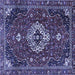 Square Machine Washable Medallion Blue Traditional Rug, wshtr4130blu