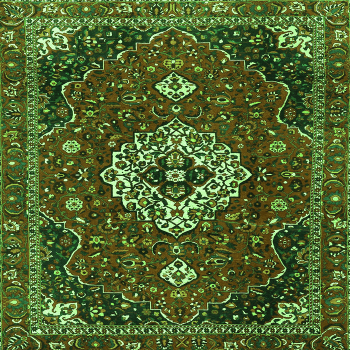 Round Machine Washable Medallion Green Traditional Area Rugs, wshtr4130grn