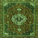 Round Machine Washable Medallion Green Traditional Area Rugs, wshtr4130grn