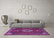 Machine Washable Medallion Purple Traditional Area Rugs in a Living Room, wshtr4130pur