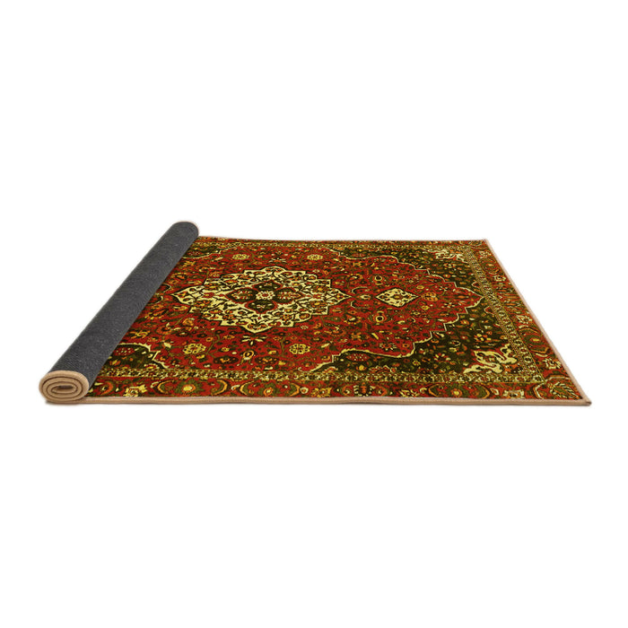 Sideview of Medallion Yellow Traditional Rug, tr4130yw
