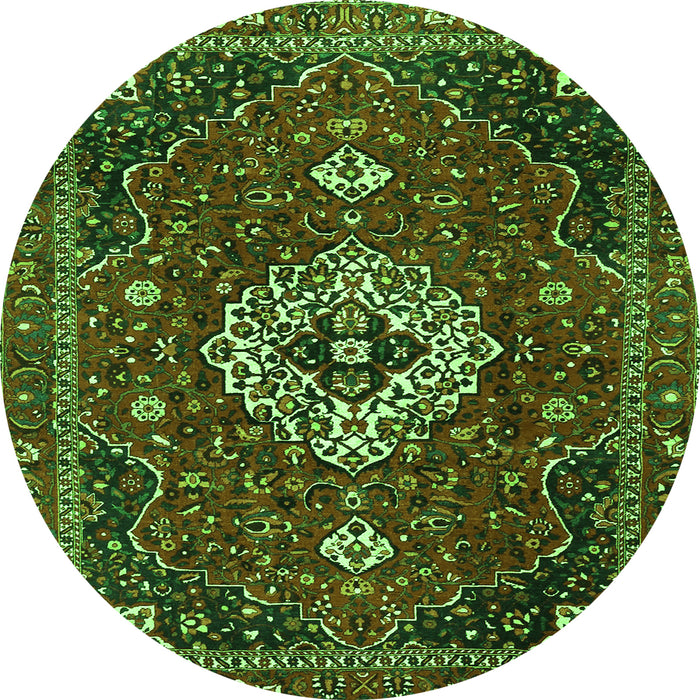 Machine Washable Medallion Green Traditional Area Rugs, wshtr4130grn