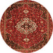 Machine Washable Medallion Orange Traditional Area Rugs, wshtr4130org