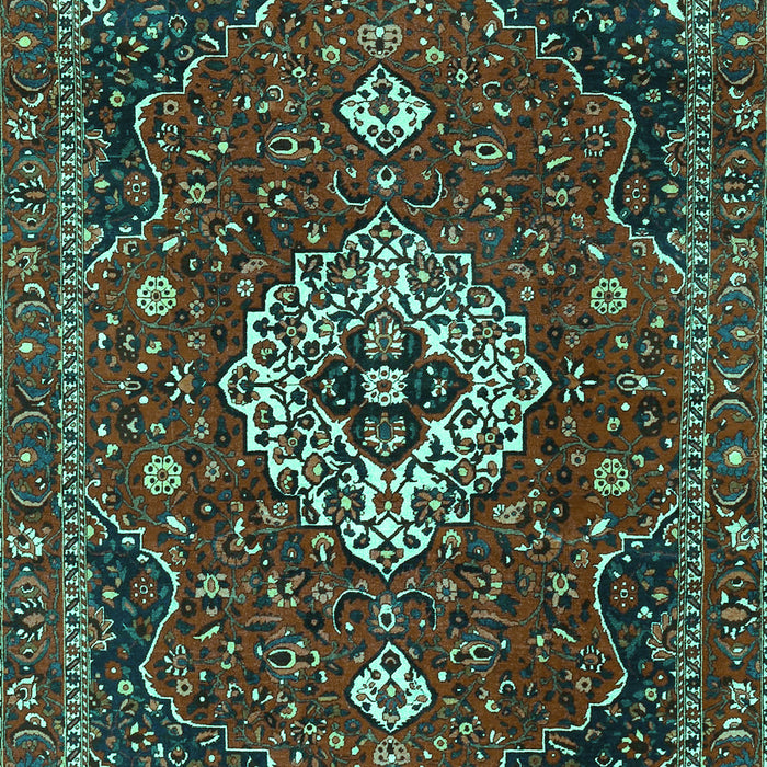 Machine Washable Medallion Turquoise Traditional Area Rugs, wshtr4130turq