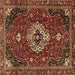 Square Machine Washable Medallion Brown Traditional Rug, wshtr4130brn