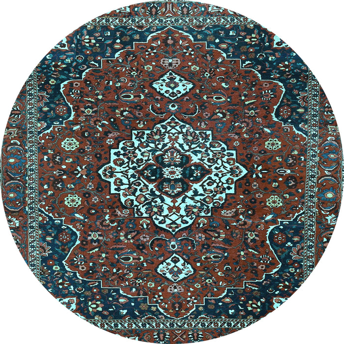 Round Medallion Light Blue Traditional Rug, tr4130lblu
