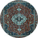 Round Medallion Light Blue Traditional Rug, tr4130lblu