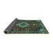 Sideview of Medallion Turquoise Traditional Rug, tr4130turq