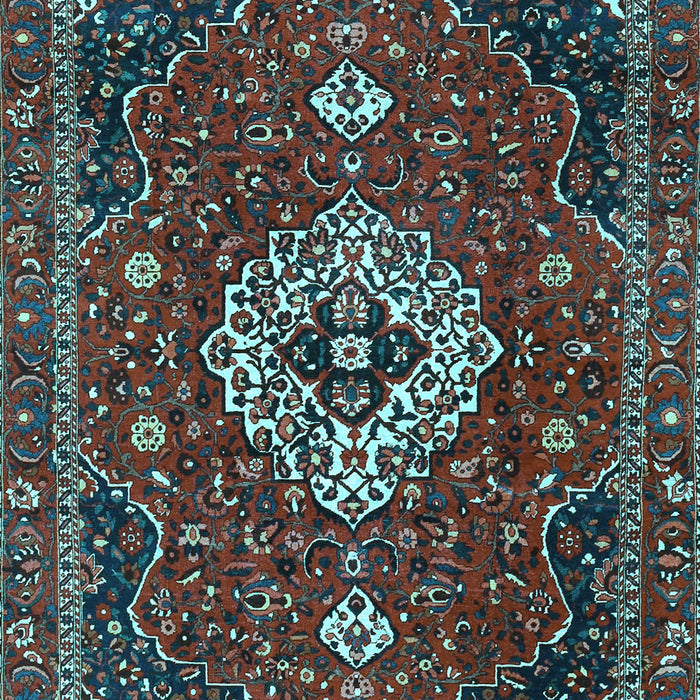 Machine Washable Medallion Light Blue Traditional Rug, wshtr4130lblu