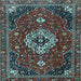 Square Medallion Light Blue Traditional Rug, tr4130lblu