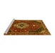 Sideview of Machine Washable Medallion Yellow Traditional Rug, wshtr4130yw