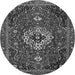 Machine Washable Medallion Gray Traditional Rug, wshtr4130gry