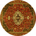 Round Medallion Yellow Traditional Rug, tr4130yw