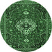 Round Medallion Emerald Green Traditional Rug, tr4130emgrn