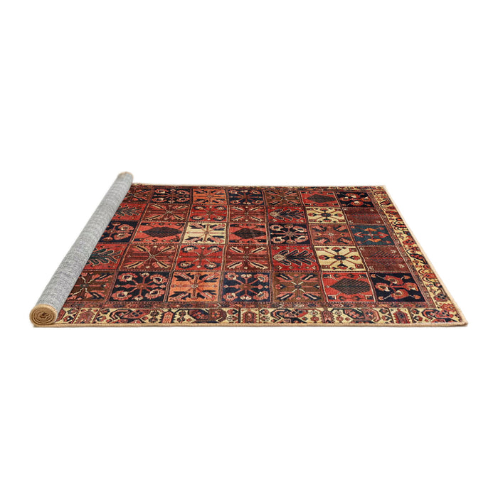 Sideview of Machine Washable Traditional Saffron Red Rug, wshtr4131