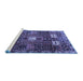 Sideview of Machine Washable Persian Blue Traditional Rug, wshtr4131blu