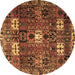 Round Persian Brown Traditional Rug, tr4131brn