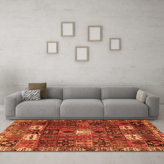 Machine Washable Persian Orange Traditional Area Rugs in a Living Room, wshtr4131org