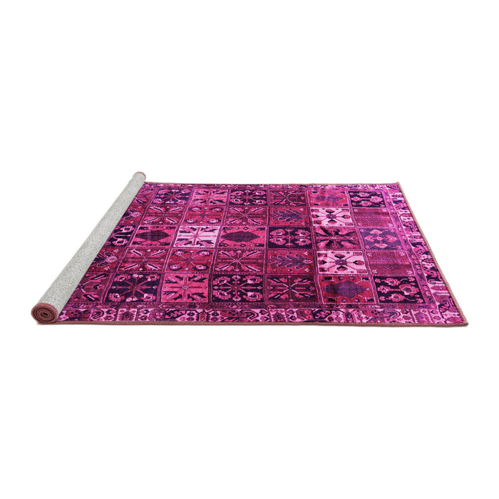 Sideview of Machine Washable Persian Pink Traditional Rug, wshtr4131pnk
