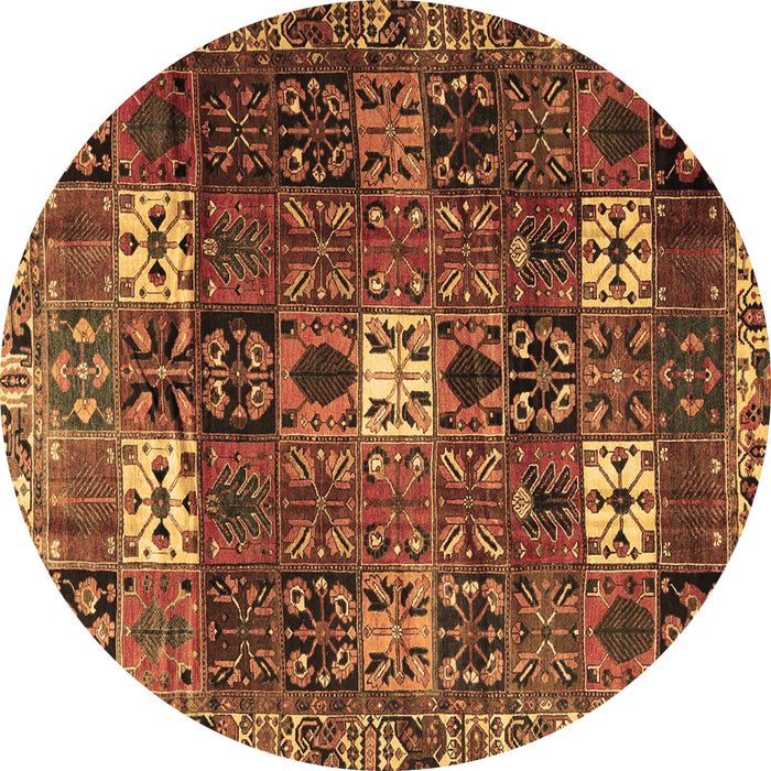 Round Machine Washable Persian Brown Traditional Rug, wshtr4131brn