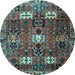 Round Persian Light Blue Traditional Rug, tr4131lblu