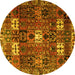 Round Machine Washable Persian Yellow Traditional Rug, wshtr4131yw