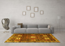 Machine Washable Persian Yellow Traditional Rug in a Living Room, wshtr4131yw