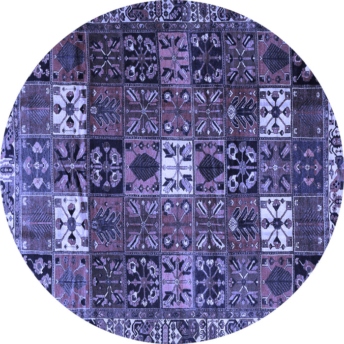 Round Machine Washable Persian Blue Traditional Rug, wshtr4131blu