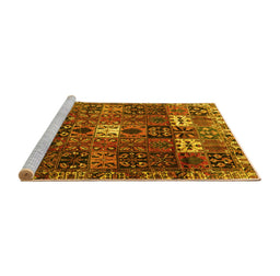 Sideview of Machine Washable Persian Yellow Traditional Rug, wshtr4131yw