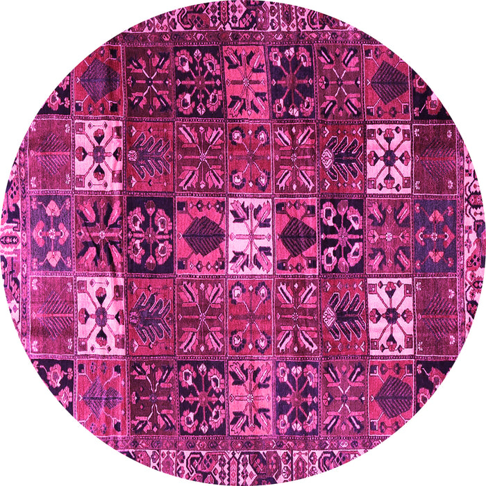 Round Machine Washable Persian Pink Traditional Rug, wshtr4131pnk